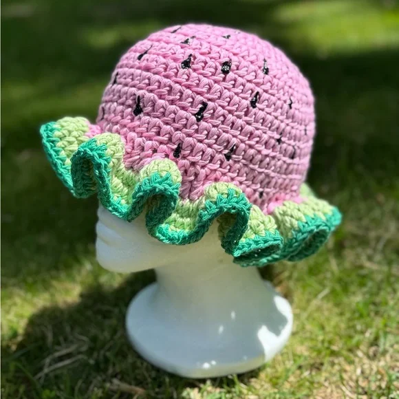 Crochet watermelon bucket Hat - Picture 1 of 3
